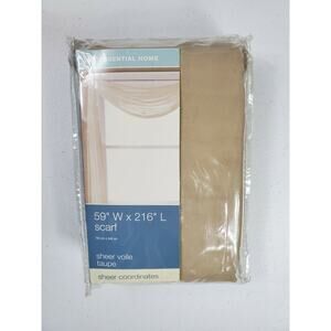 ESSENTIAL HOME VOILE SHEER TAUPE WINDOW SCARF 59 x 216 New